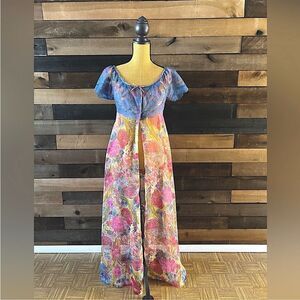 ODETTE BARSA BY MATEJ DESIGNER LACE OVERLAY ROBE & SLIP LINGERIE SET